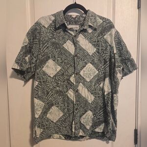 Bishop St. Apparel Green Hawaiian Shirt Men's Size XL Short Sleeve